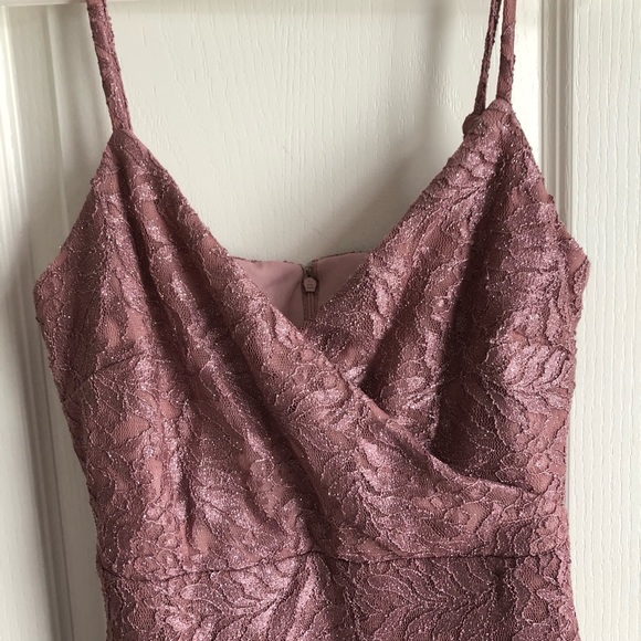 NWT Le Chateau Sparkly Lace High- Low Dusty Pink Dress - Picture 3 of 7